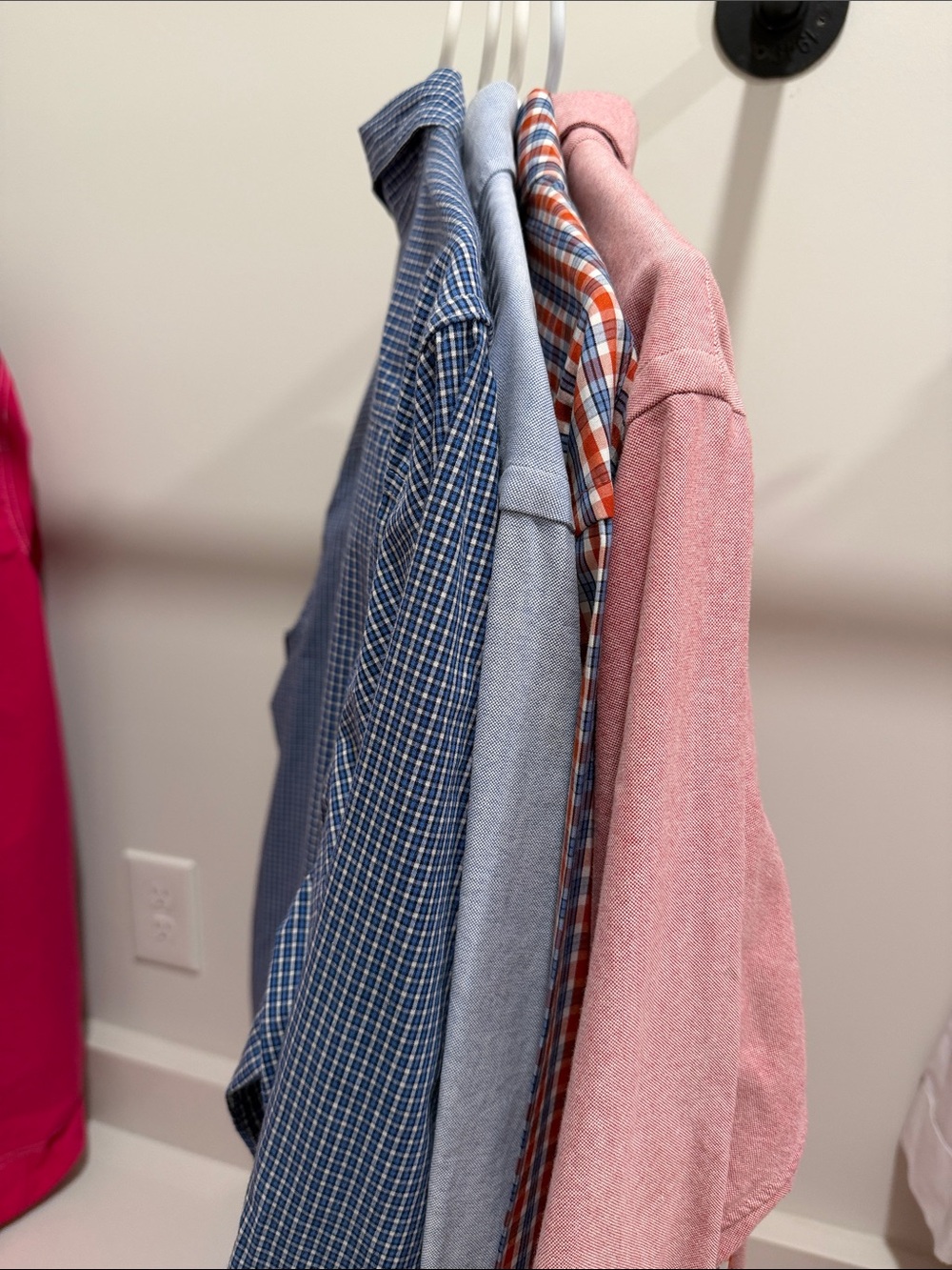 Men's Button-Up Shirt Lot in Blue, Light Blue, Plaid, and Pink